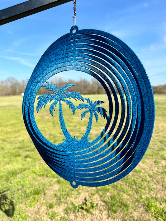 Palm Tree Metal Wind Spinner, Wind Spinner, Yard Art Metal, Metal Signs for Outdoors, Garden Metal Signs, Coastal Signs Metal, Coastal Decor