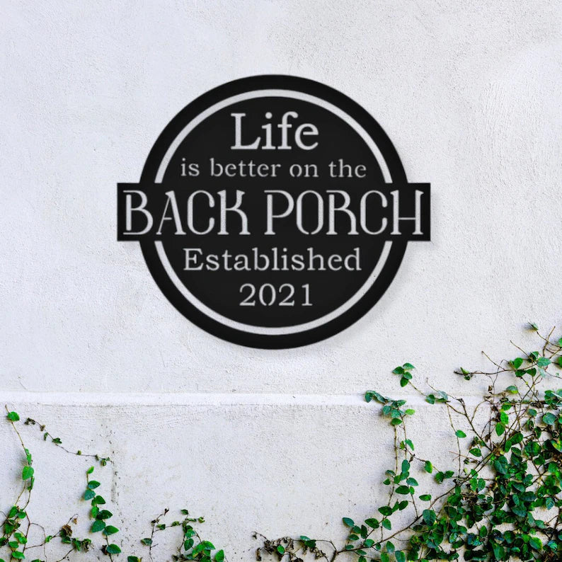 Back Porch Metal Sign, Custom Back Porch Metal Sign, Porch Sign, Metal Sign, Custom Metal Sign, Outdoor Sign, Family Name Sign, Backyard