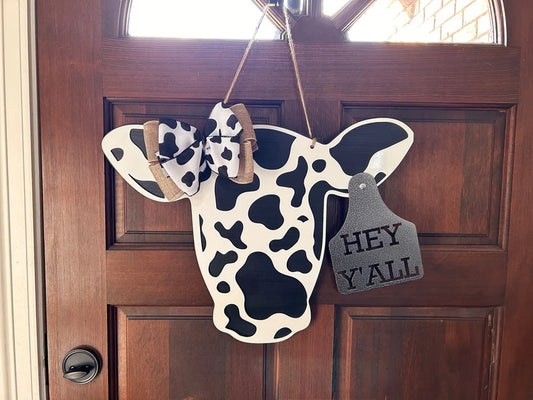 Cow Door Hanger, Cow Head Metal Door Hanger, Hey Y'all Door Hanger, Cow and Tag Door Hanger, Door Hanger, Cow Head Door Hanger, Cow Decor