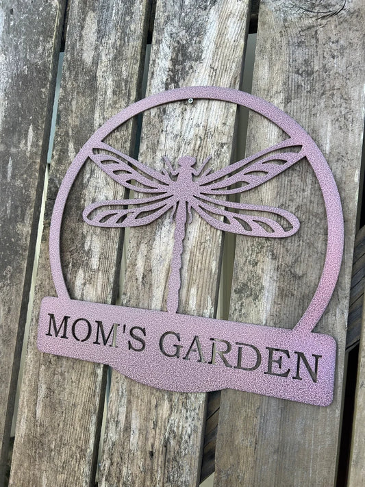 Personalized Dragonfly Metal Sign, Monogram Metal Sign, Gift Metal Sign for Outdoors, Custom Metal Sign for Garden, Garden Name Metal Sign