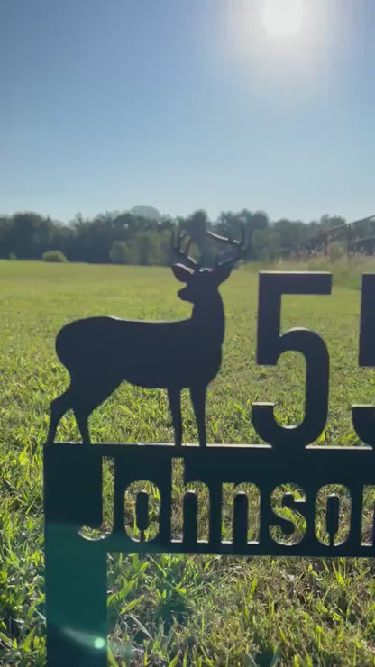 Lawn Address Metal Sign, Deer Metal Address Yard Stake, Address Sign, House Number Sign, Address Sign, Housewarming Gift, Metal Sign, Deer