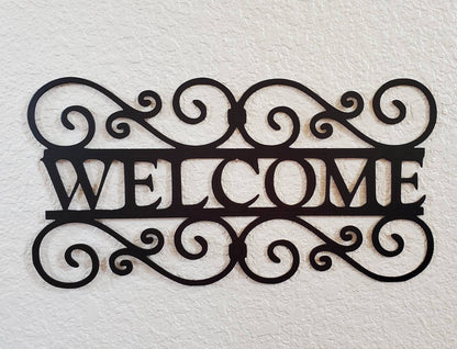 Metal Scroll Welcome Sign, Welcome Metal Wall Decor, Scroll Welcome Sign, Entryway decor, Metal Sign, Porch Sign, Welcome Words