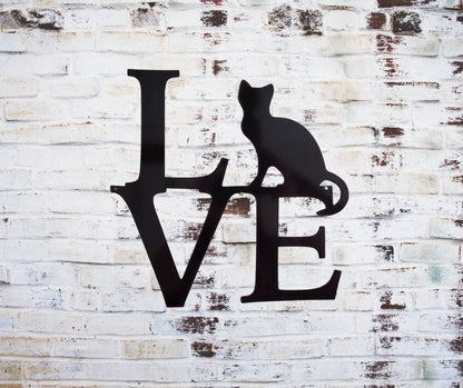 Metal Cat Sign, Love Cat Wall Art, Cat Decor, Pet sign, Cat sign, Cat Wall Hanging, Pet Decor, Metal Sign, Cat Lover Gift, Metal Sign