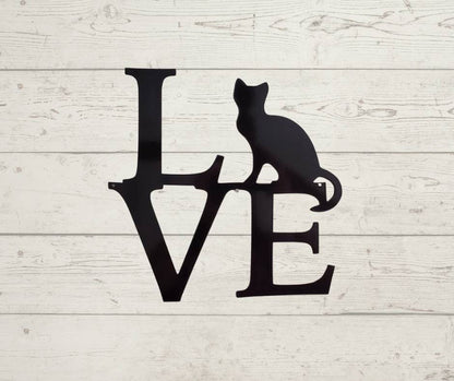 Metal Cat Sign, Love Cat Wall Art, Cat Decor, Pet sign, Cat sign, Cat Wall Hanging, Pet Decor, Metal Sign, Cat Lover Gift, Metal Sign