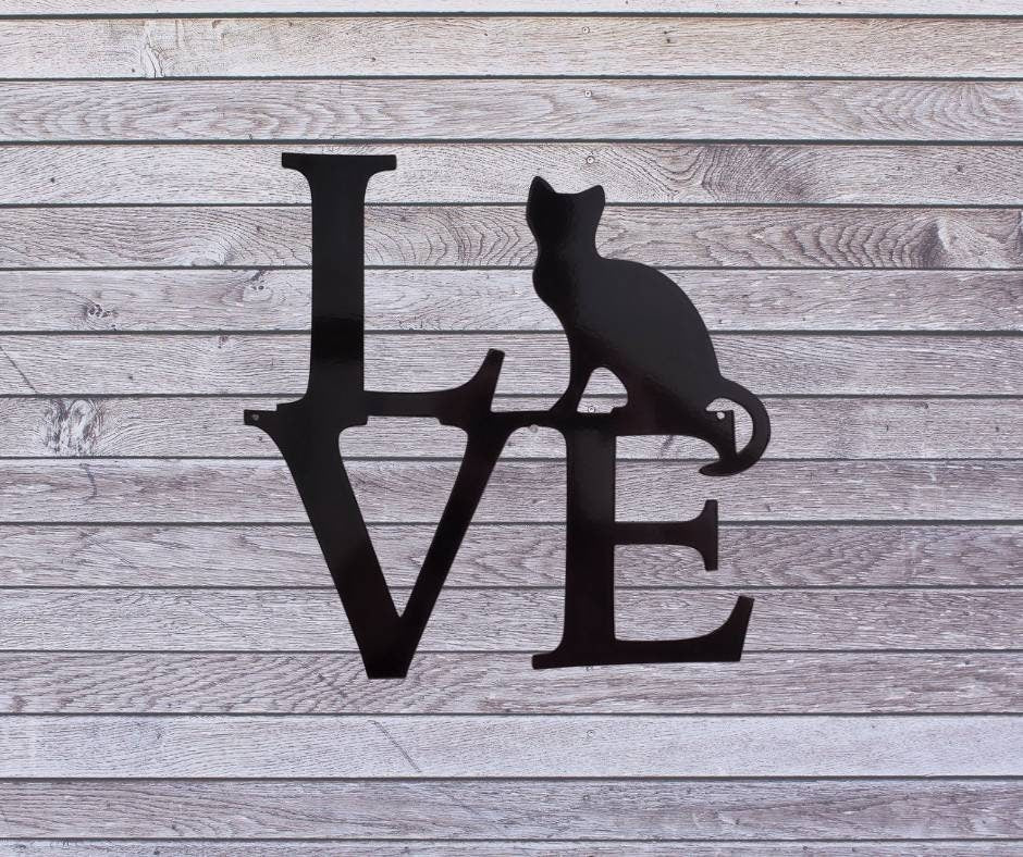 Metal Cat Sign, Love Cat Wall Art, Cat Decor, Pet sign, Cat sign, Cat Wall Hanging, Pet Decor, Metal Sign, Cat Lover Gift, Metal Sign