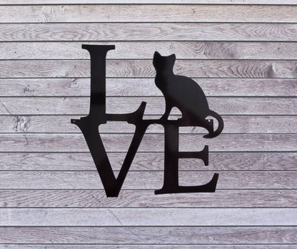 Metal Cat Sign, Love Cat Wall Art, Cat Decor, Pet sign, Cat sign, Cat Wall Hanging, Pet Decor, Metal Sign, Cat Lover Gift, Metal Sign