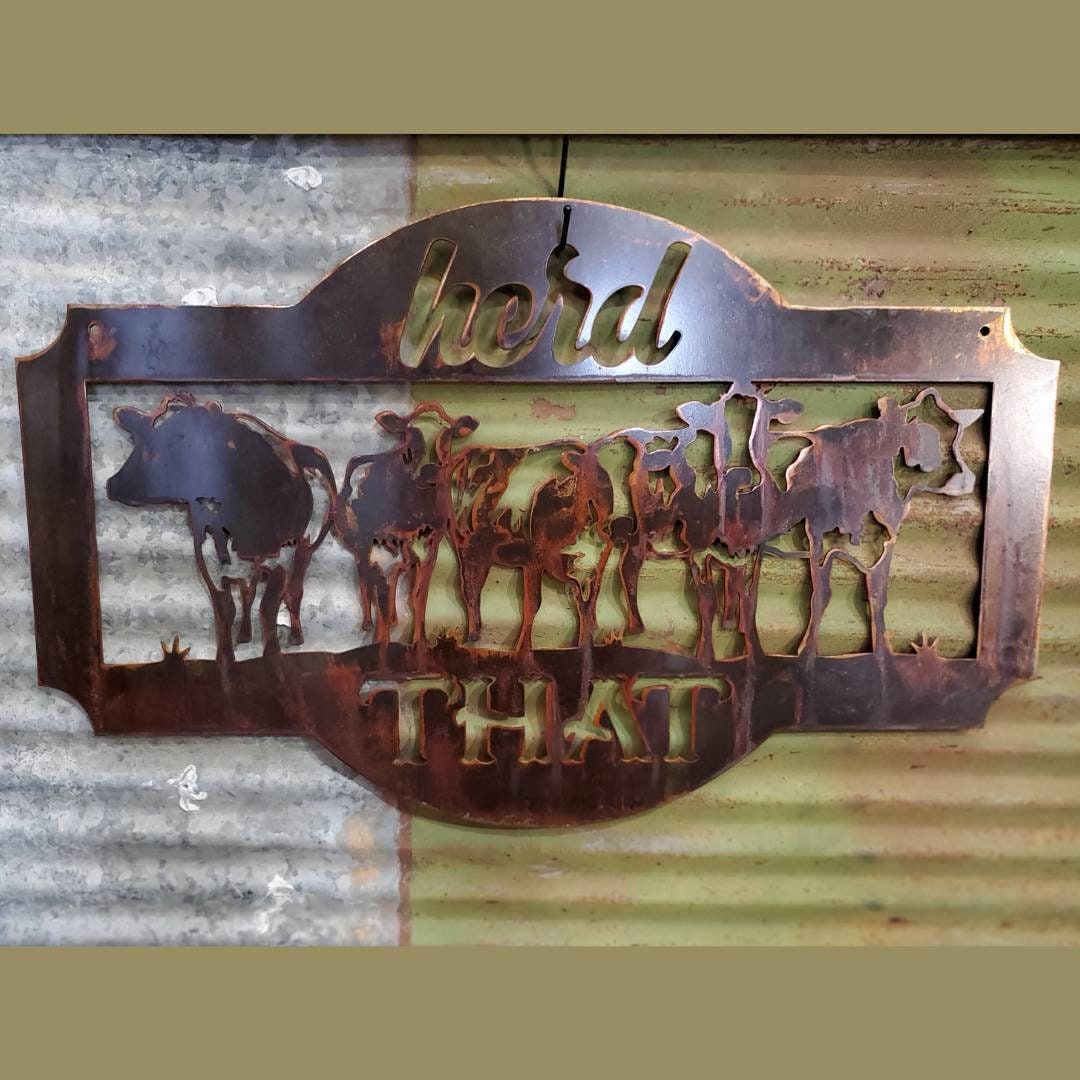 Cow Sign, Cow Decor, Metal Sign, Metal Cow, Farm Sign, Farmhouse Decor, Rustic Decor, Metal Words,