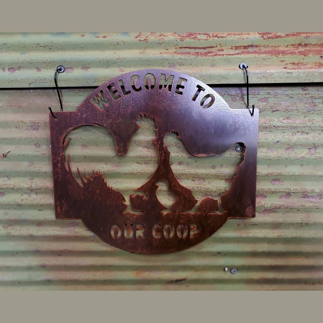 Welcome to Our Coop Metal Sign, Welcome to Our Coop Sign, Welcome Sign, Chicken Decor, Farmhouse Decor, Living Room Decor, Housewarming Gift