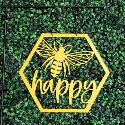 Bee Happy Metal Garden Flag, Bee Happy Garden Flag, Bee Garden Flag, Bee Decor, Garden Flag, Bee Flag, Bee Outdoor Decor, Metal Garden Flag