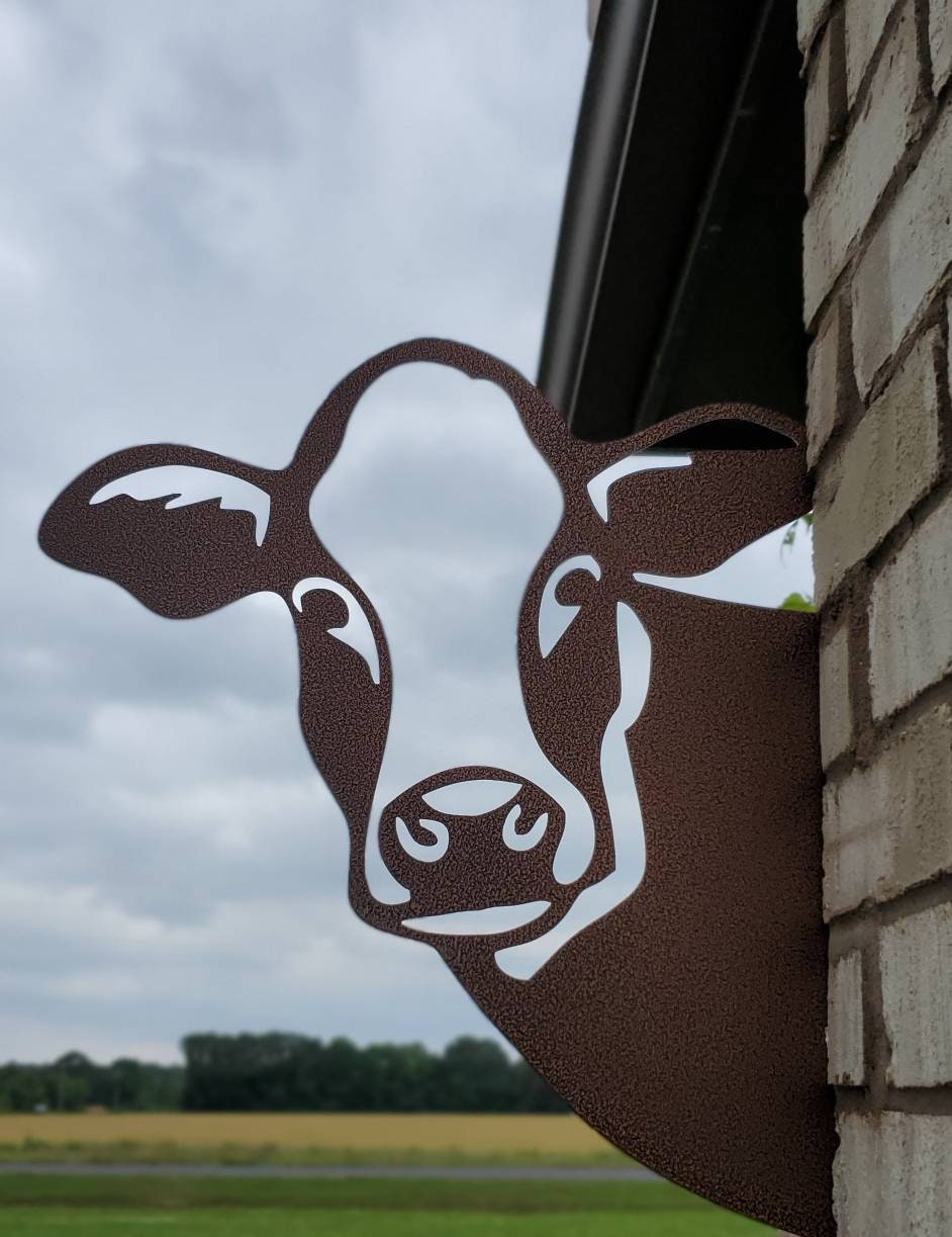 Peek-A-Boo Metal Cow, Cow Garden Decor, Metal Cow Head, Peeping Cow, Cow Head, Cow Decor, Outdoor Cow Head, Metal Cow, Corner Cow, Cow