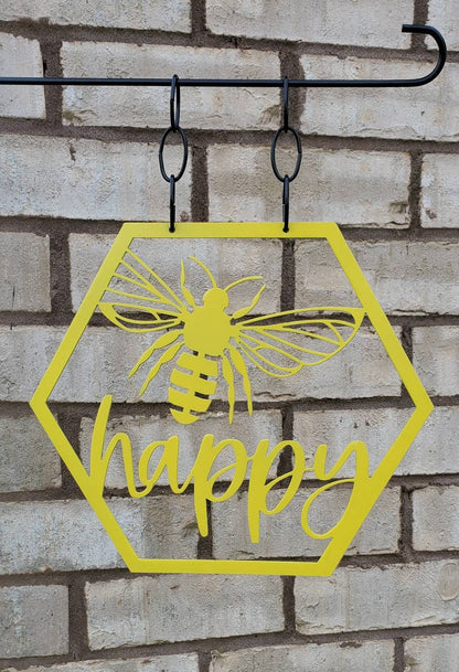 Bee Happy Metal Garden Flag, Bee Happy Garden Flag, Bee Garden Flag, Bee Decor, Garden Flag, Bee Flag, Bee Outdoor Decor, Metal Garden Flag