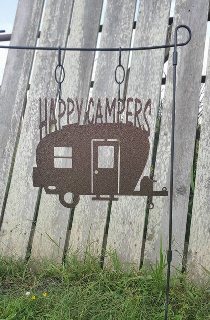 Happy Campers Metal Garden Flag, Happy Camper Garden Flag, Metal Garden Flag, Camp Sign, Camper Decor, Campsite Sign, RV, Campsite Marker