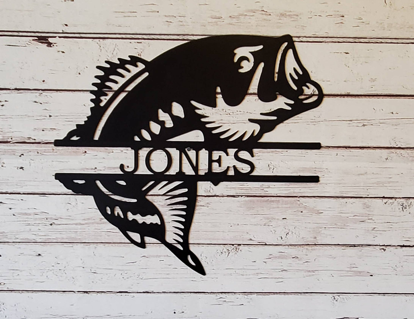 Last Name Metal Fish Signs, Metal Bass Fish Name Sign, Personalized Metal Fish Sign, Fishermen Gift, Last Name Sign, Family Name Sign