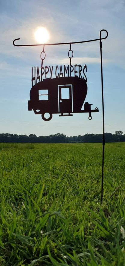 Happy Campers Metal Garden Flag, Happy Camper Garden Flag, Metal Garden Flag, Camp Sign, Camper Decor, Campsite Sign, RV, Campsite Marker