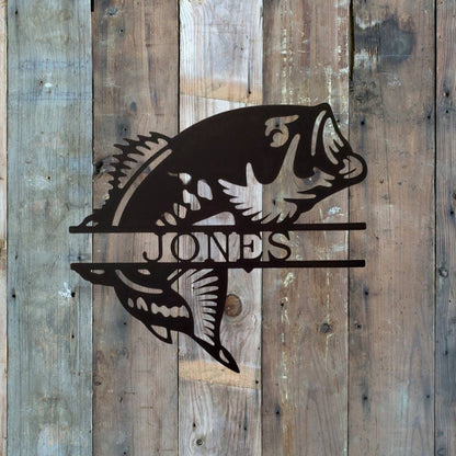 Last Name Metal Fish Signs, Metal Bass Fish Name Sign, Personalized Metal Fish Sign, Fishermen Gift, Last Name Sign, Family Name Sign