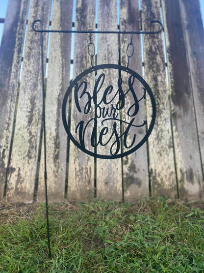 Bless Our Nest Metal Garden Flag, Metal Garden Flag, Bless Our Nest Garden Flag, Bless Garden Flag, Porch Sign, Garden Flag, Closing Gift