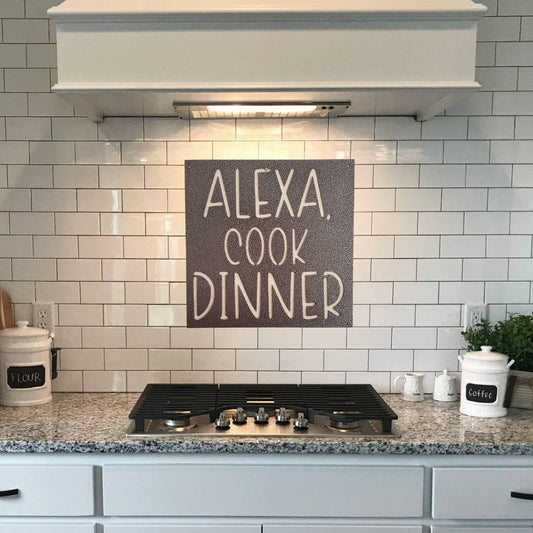 Alexa Cook Dinner Metal Sign, Kitchen Wall Decor, Kitchen Decor, Pantry Sign, Dining Room Sign, Metal Sign, Metal Words, Cooking Sign