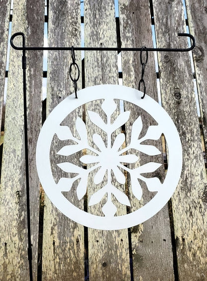 Snowflake Metal Garden Flag, Snowflake Garden Flag, Winter Garden Flag, Metal Garden Flag, Snow Garden Flag, Metal Yard Art, Outdoor Sign