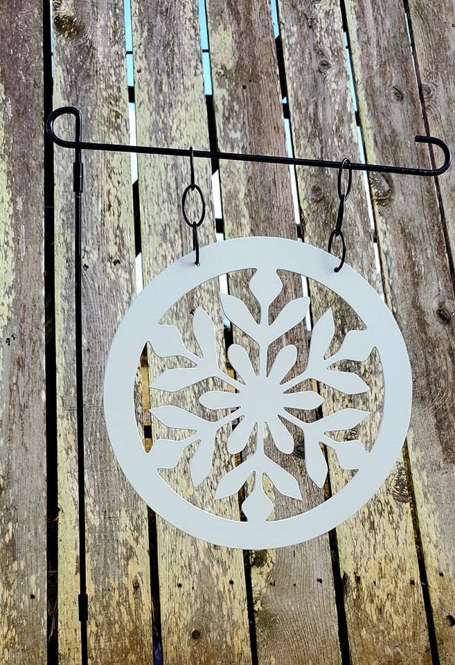 Snowflake Metal Garden Flag, Snowflake Garden Flag, Winter Garden Flag, Metal Garden Flag, Snow Garden Flag, Metal Yard Art, Outdoor Sign