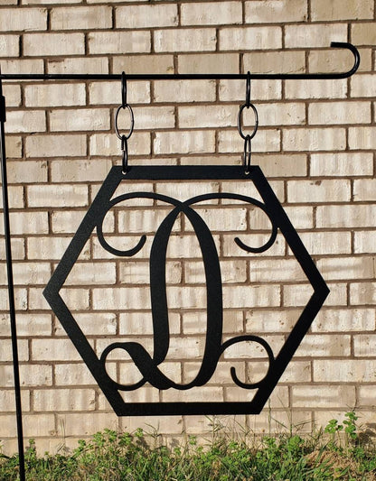 Hexagon Initial Metal Garden Flag, Initial Metal Garden Flag, Metal Garden Flag, Garden Flag, Monogram Garden Flag, Monogram Sign, Yard Art