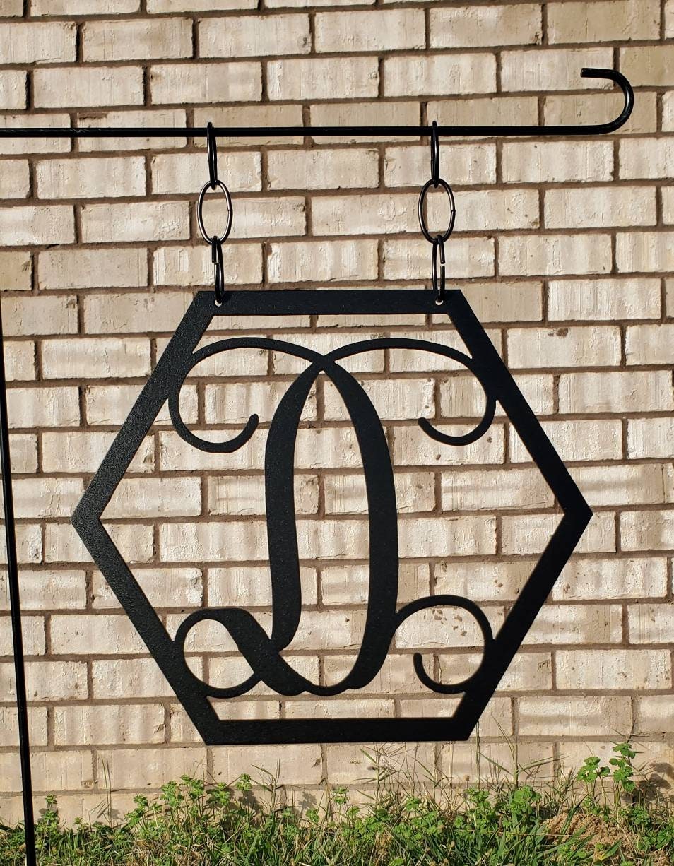 Hexagon Initial Metal Garden Flag, Initial Metal Garden Flag, Metal Garden Flag, Garden Flag, Monogram Garden Flag, Monogram Sign, Yard Art