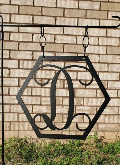 Hexagon Initial Metal Garden Flag, Initial Metal Garden Flag, Metal Garden Flag, Garden Flag, Monogram Garden Flag, Monogram Sign, Yard Art