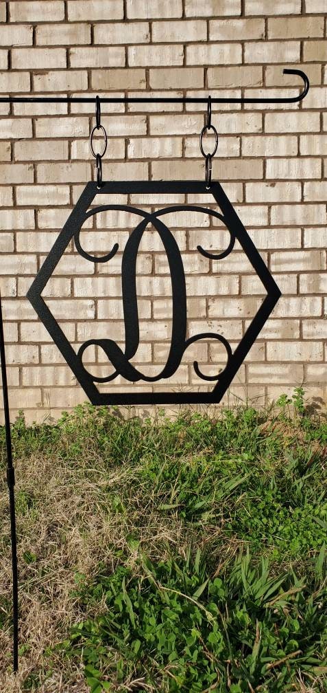 Hexagon Initial Metal Garden Flag, Initial Metal Garden Flag, Metal Garden Flag, Garden Flag, Monogram Garden Flag, Monogram Sign, Yard Art