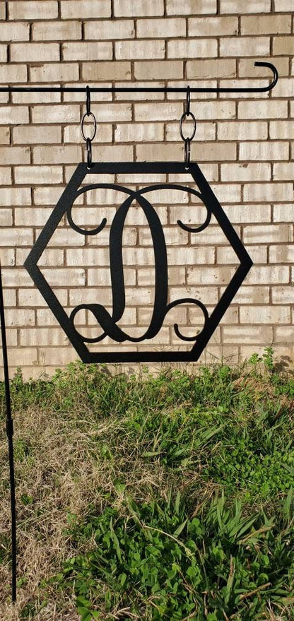 Hexagon Initial Metal Garden Flag, Initial Metal Garden Flag, Metal Garden Flag, Garden Flag, Monogram Garden Flag, Monogram Sign, Yard Art