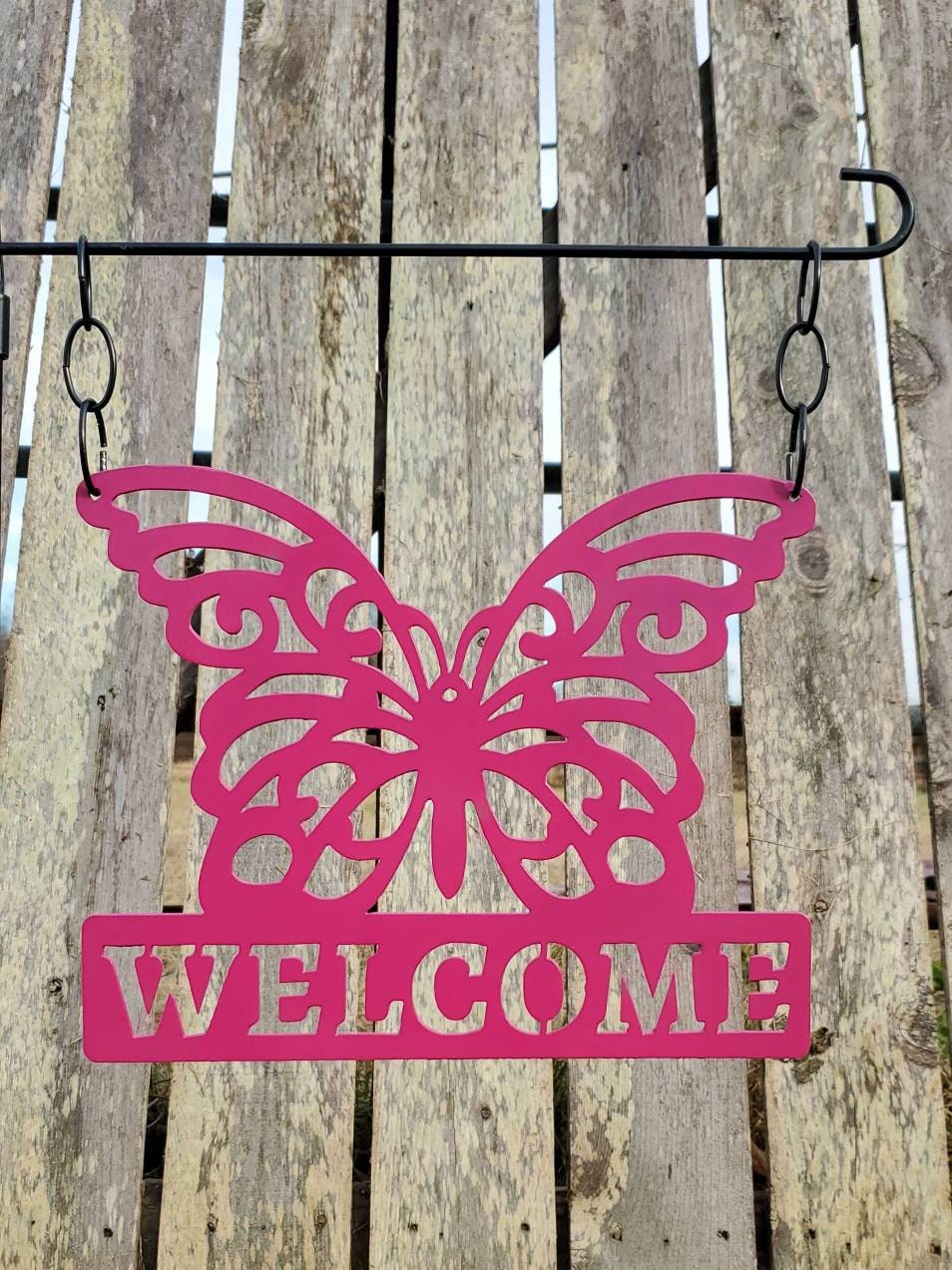 Welcome Butterfly Metal Garden Flag, Welcome Garden Flag, Metal Garden Flag, Garden Flag, Butterfly Sign, Garden Decor, Yard Art, Welcome