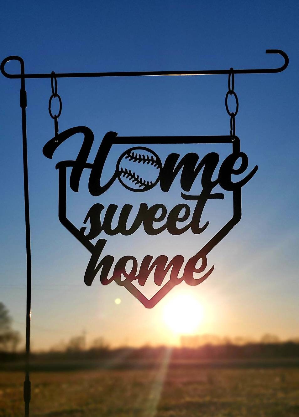 Baseball Home Sweet Home Metal Garden Flag, Baseball Sign, Softball Sign, Metal Garden Flag, Sports Sign, Garden Decor, Yard Art, Metal Sign