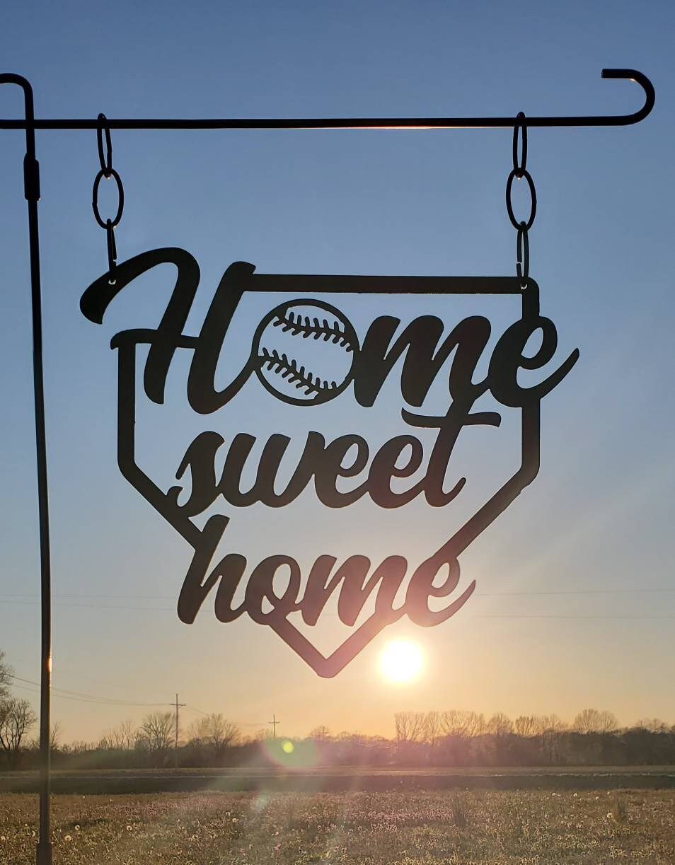 Baseball Home Sweet Home Metal Garden Flag, Baseball Sign, Softball Sign, Metal Garden Flag, Sports Sign, Garden Decor, Yard Art, Metal Sign