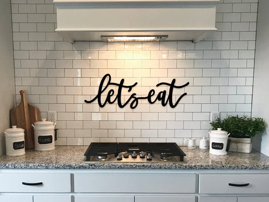 Let's Eat Metal Sign, Let's Eat Words, Eat Sign, Kitchen Decor, Kitchen Decor, Pantry Sign, Dining Room Sign, Metal Sign, Metal Words