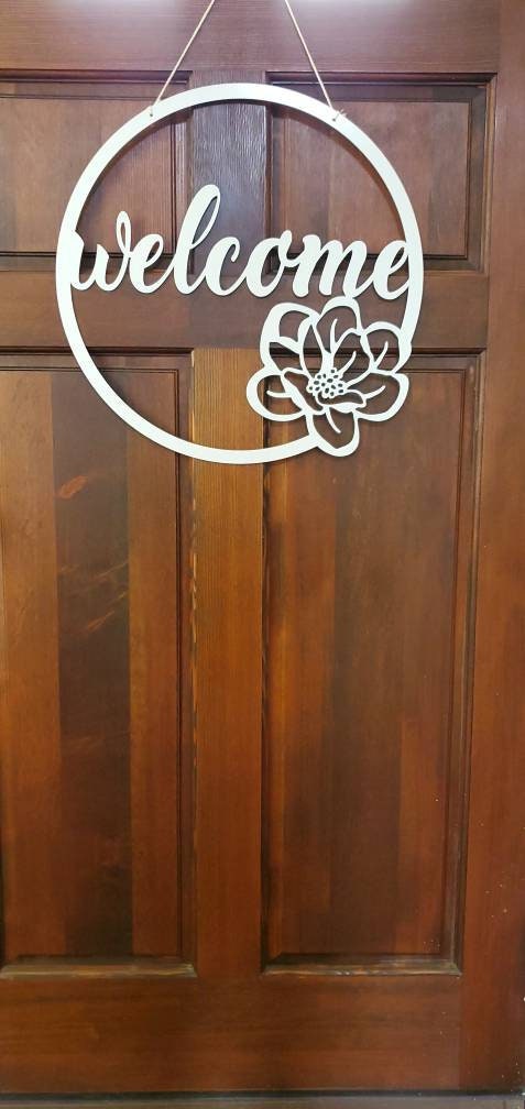 Welcome Door Hanger, Welcome Metal Door Hanger, Floral Door Hanger, Door Decor, Front Door Sign, Welcome Wreath, Door Wreath, Door Hanger