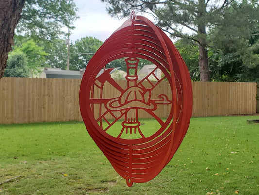 Fireman Wind Spinner to hang outside. You can hang it on your porch or even off a branch.