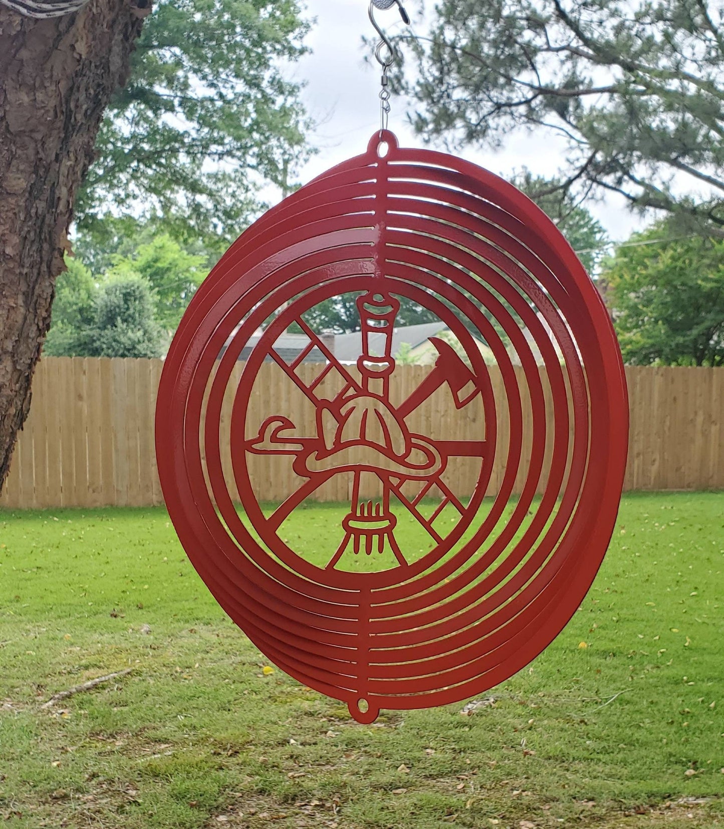 Fireman Metal Wind Spinner, Metal Wind Spinner, Wind Spinner, Garden Decor, Garden Art, Metal Yard Art, Fireman Gift, Metal Sign, Yard Art