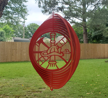 Fireman Metal Wind Spinner, Metal Wind Spinner, Wind Spinner, Garden Decor, Garden Art, Metal Yard Art, Fireman Gift, Metal Sign, Yard Art