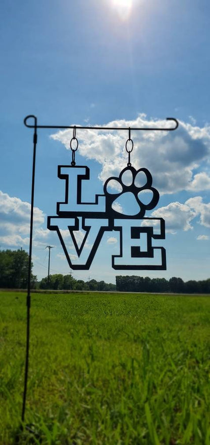 Paw Print Metal Garden Flag, Love Paw Print Garden Flag, Pet Garden Flag, Metal Garden Flag, Dog Mom, Garden Art