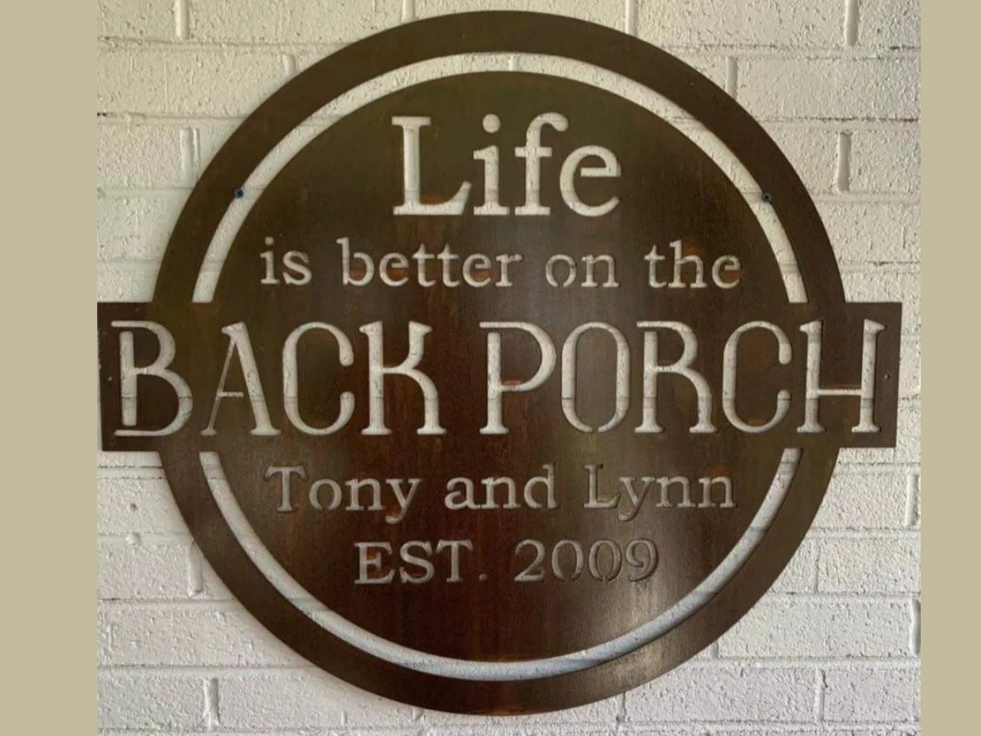 Personalized Back Porch Sign to hang on your porch with your custom personalztion at the bottom