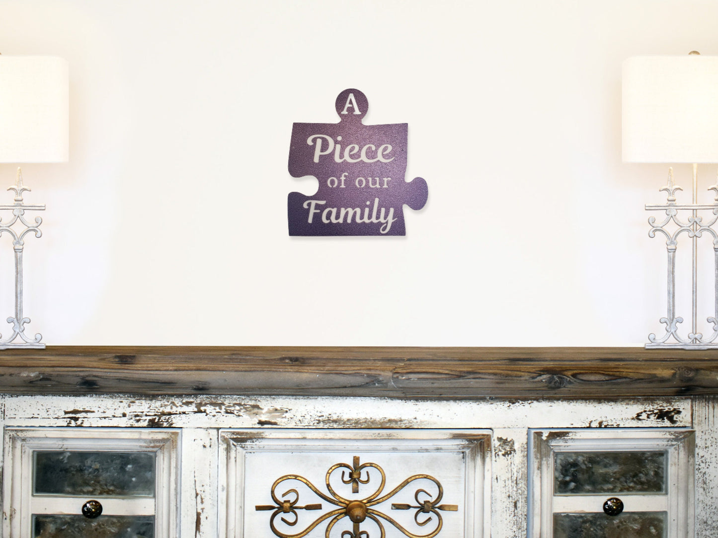 Family Metal Sign, Family Wall Decor, Puzzle Piece Sign, Family Sign, Metal Sign, Metal Words, Metal Wall Art, Housewarming, Gallery Wall