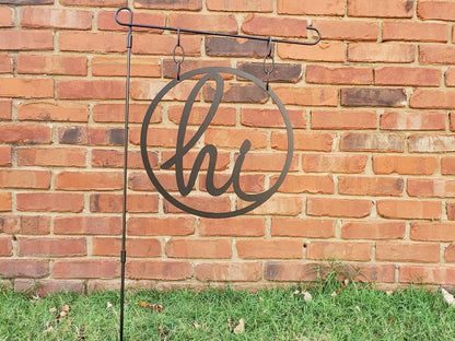 Hi Metal Garden Flag, Garden Flag, Welcome Garden Flag, Welcome Sign, Metal Sign, Metal Words, Garden Art, Hi Sign, Front Yard Decor, Gift