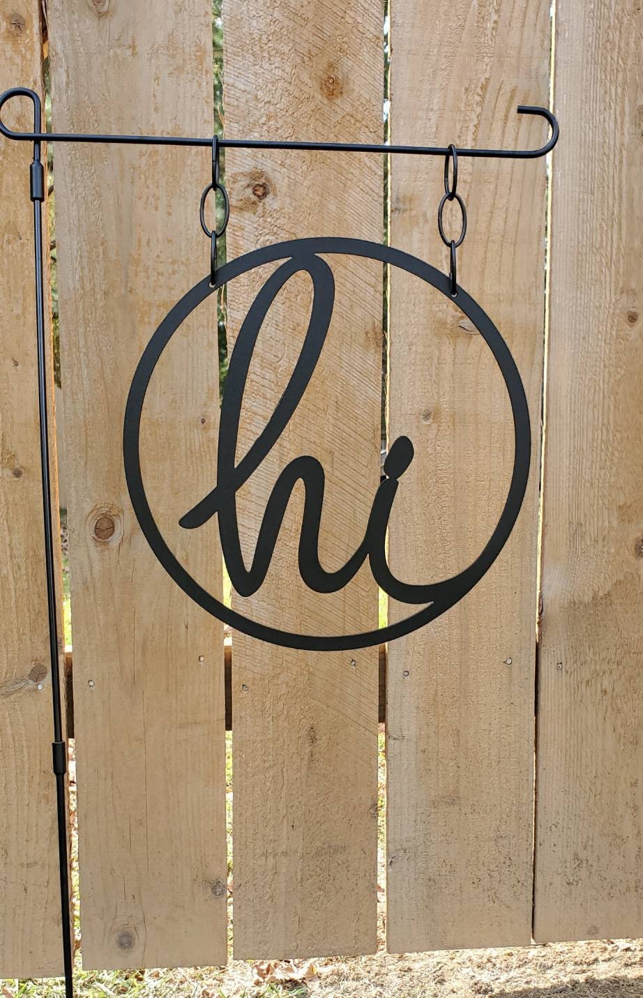 Hi Metal Garden Flag, Garden Flag, Welcome Garden Flag, Welcome Sign, Metal Sign, Metal Words, Garden Art, Hi Sign, Front Yard Decor, Gift