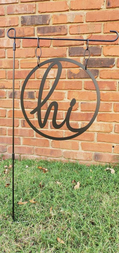 Hi Metal Garden Flag, Garden Flag, Welcome Garden Flag, Welcome Sign, Metal Sign, Metal Words, Garden Art, Hi Sign, Front Yard Decor, Gift