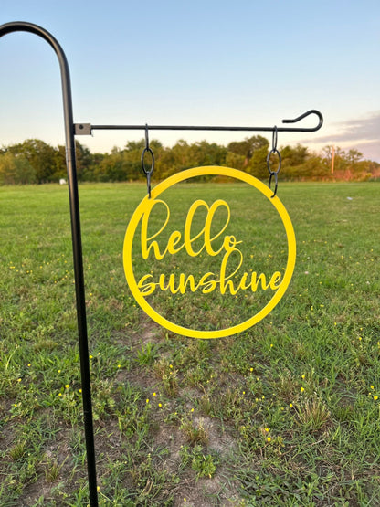 Hello Sunshine Garden Flag, Metal Garden Flag, Outdoor Decor, Garden Art, Metal Sign, Yard Art, Lawn Decor, Welcome Sign, Garden Sign, Gift