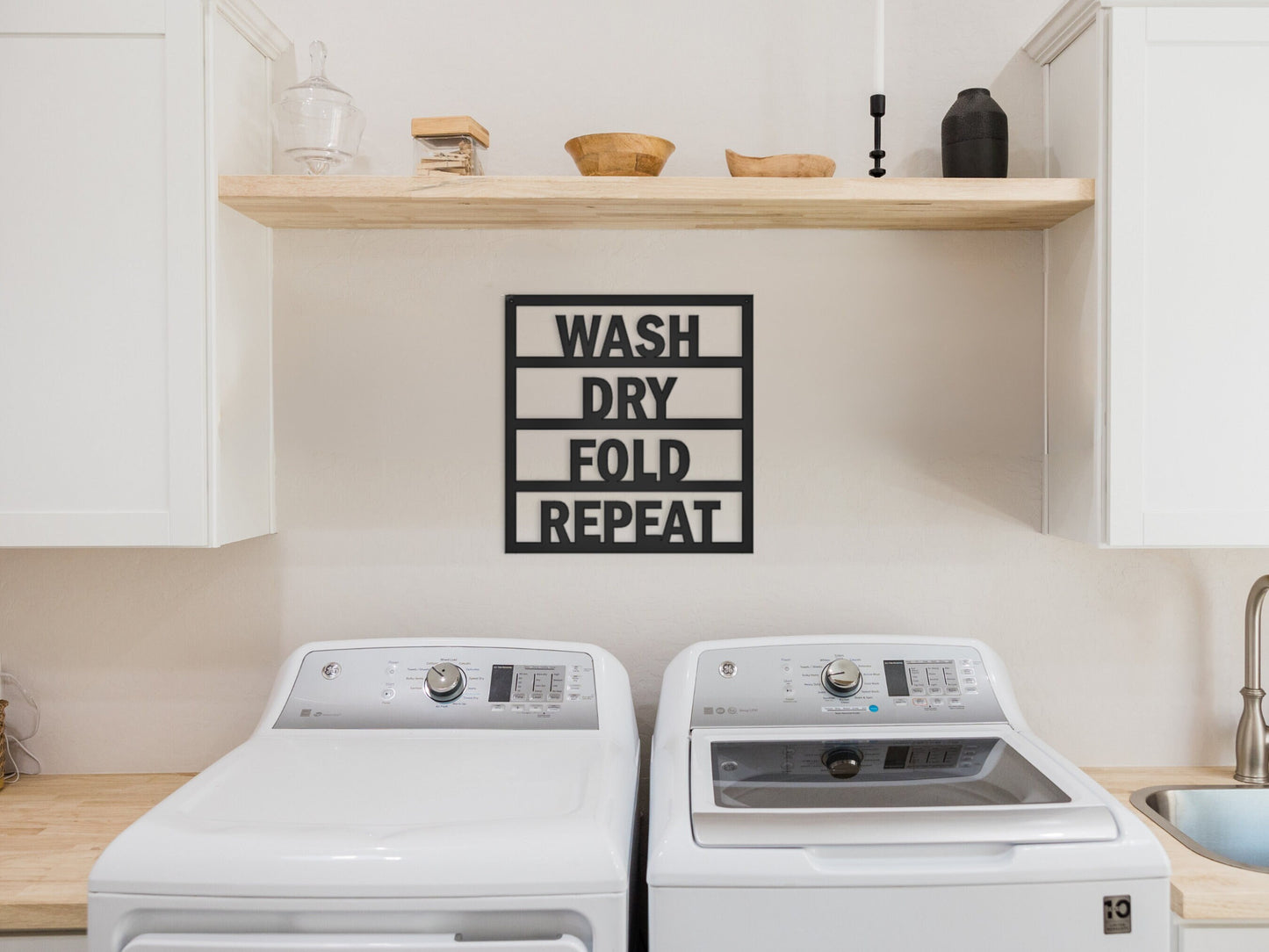 Wash Dry Fold Repeat Metal Sign, Laundry Decor, Metal Laundry Sign, Laundry Room Decor, Modern Laundry Room, Metal Sign, Metal Words