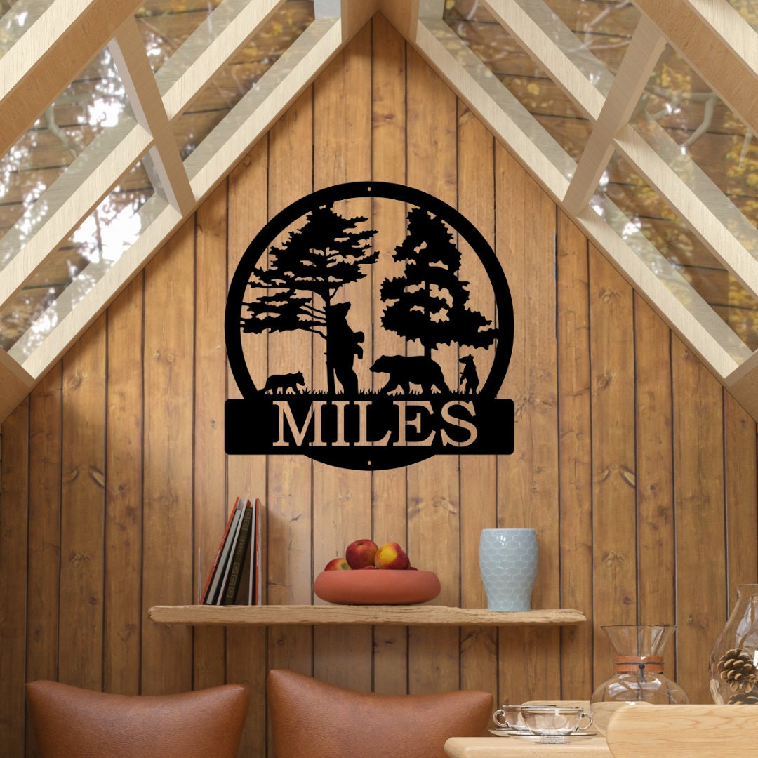 Personalized Metal Sign, Personalized Cabin Sign, Bear Metal Sign, Custom Bear Sign, Cabin Sign, Metal Sign, Custom Metal Sign, Family Sign