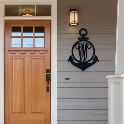 Monogram Anchor Metal Sign, Personalized Anchor Sign, Metal Monogram, Initial, Metal Sign, Nautical Decor, Personalized Gift, Monogram Sign