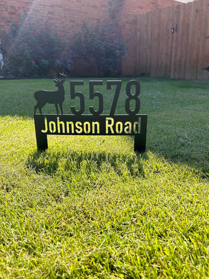 Lawn Address Metal Sign, Deer Metal Address Yard Stake, Address Sign, House Number Sign, Address Sign, Housewarming Gift, Metal Sign, Deer