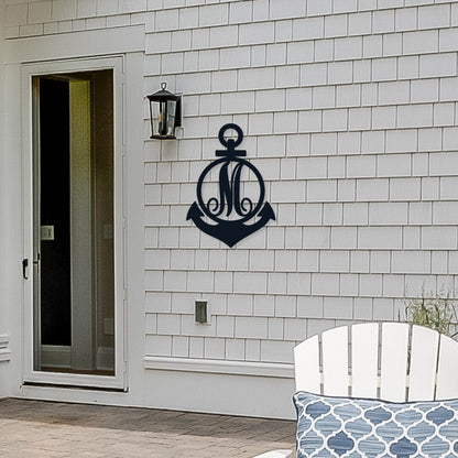 Monogram Anchor Metal Sign, Personalized Anchor Sign, Metal Monogram, Initial, Metal Sign, Nautical Decor, Personalized Gift, Monogram Sign