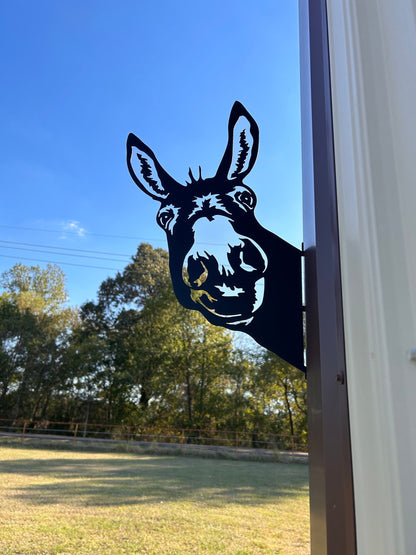 Peek-A-Boo Metal Donkey, Peeping Donkey, Farm Metal Sign, Farm Sign, Yard Art, Garden Decor, Metal Yard Art, Yard Ornament, Metal Sign, Gift