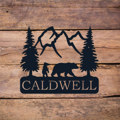 Bear Personalized Metal Sign, Metal Cabin Sign, Cabin Sign, Custom Metal Sign, Family Name Sign, Last Name Sign, Cabin Wall Art, Custom Gift